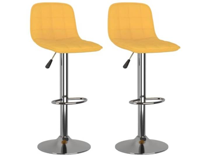 Barhocker, 2-teilig, gelber Stoff, mit Drehgelenk und höhenverstellbar Robuste verchromte Stahlbasis, integrierte Fußstütze, Gashebel, 360 ° drehbar, weicher Stoff