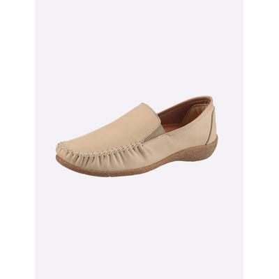 Slipper LORETTA, Damen, Gr. 37, beige (sand), Glattleder, Schuhe Slipper