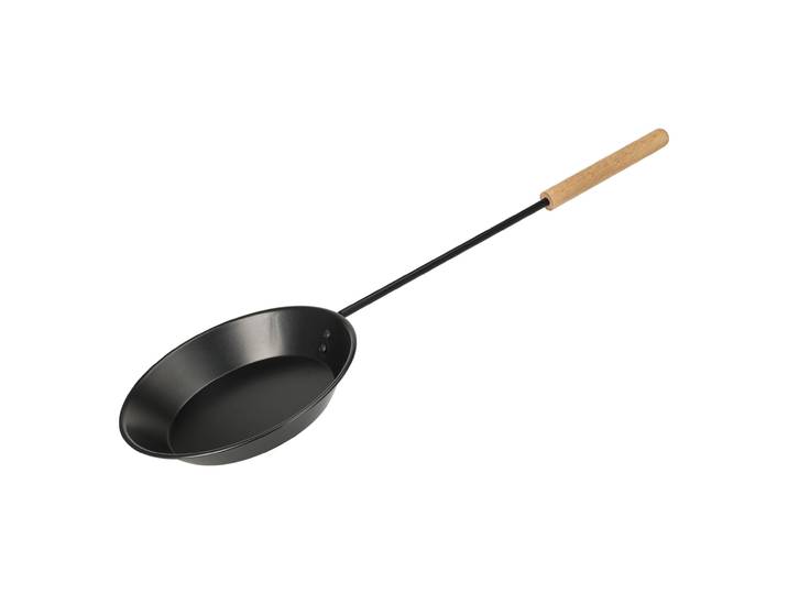 Grillpfanne für offenes Feuer, Outdoorpfanne mit extralangem Stiel, 77 x 26,5 x 4,5 cm