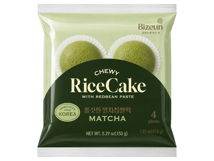 BIZEUN Gâteau de riz gluant chapssal tteok au matcha 150 g (4 pcs)