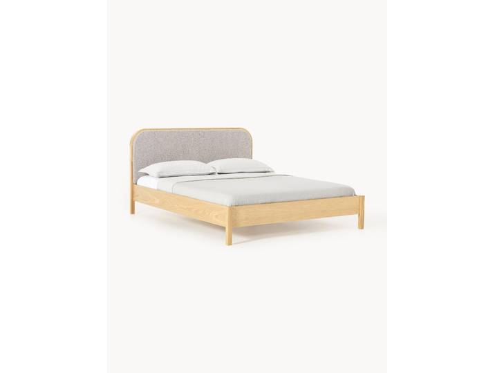 Lit en bois avec tête de lit en bouclette Jones
