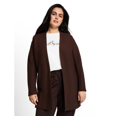 Strickjacke TOM TAILOR PLUS, Damen, Gr. 46, java schwarz braun, Strick, Obermaterial: 100% Baumwolle, unifarben, lässig geschnitten ca. Mitte Oberschenkel, Rundhals, abgesteppte Kante, Strickjacken Strickjacke, ohne Verschluss / Große Größen