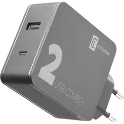 Cellularline Multipower 2 Combo (42 W, 1 Port), USB Ladegerät, Schwarz