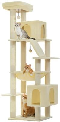 Uplift Essentials Multi Tier Grand Estate Cat Tower For Large Cats beige