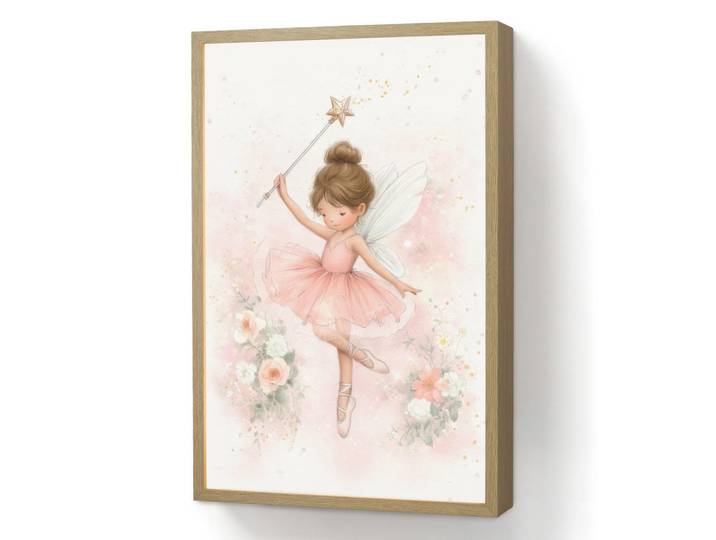 OnlyWow Nachttischlampe MIT Akku Ballerina - Fee - Blumen - Rosa 40x60 cm, Rechteckig, LED integrated, 40x60x8 cm, Lampen & Leuchten, Innenbeleuchtung, Nachtlichter