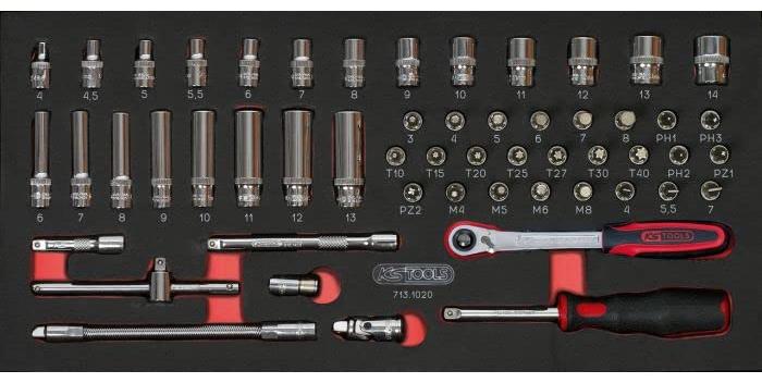 Werkzeugkoffer, 2 Fächer - 114-teiliges Set - Metall, Schwarz
