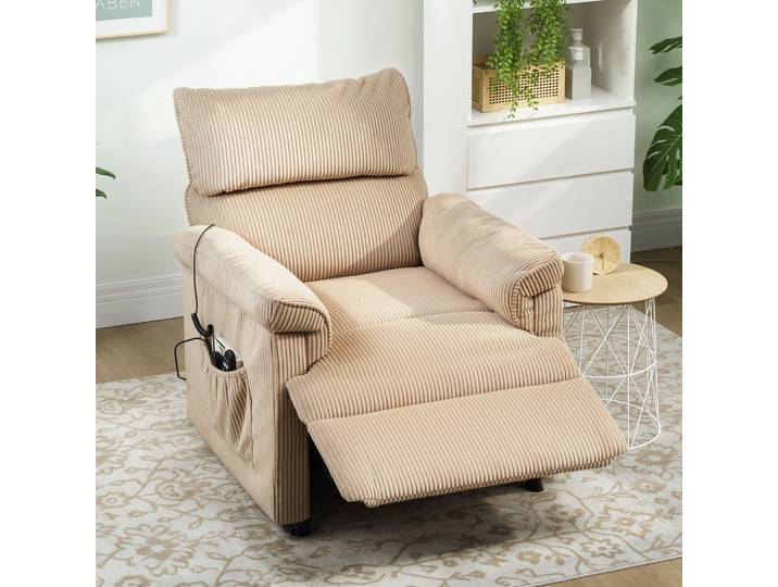 HOMCOM Fauteuil Massage Vibration Chaleur Tissu Marron Métal