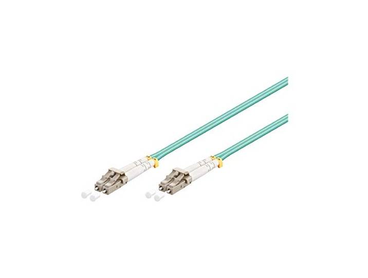 Goobay 95750 Glasvezel Kabel Multimode OM3 Aqua Duplex/LC UPC Mannelijke naar LC UPC Mannelijke/glasvezelkabel/glasvezelkabel halogeenvrij/Turquoise/Glasvezel kabel 0,5 m