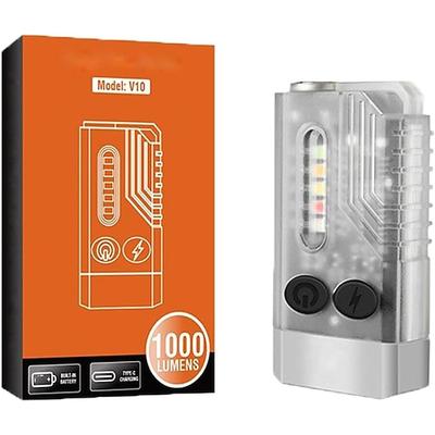 Mini-LED-Taschenlampe, kleine leistungsstarke EDC-Taschenlampe mit rotem UV-Blaulicht, magnetische Mini-Schlüsselanhänger-Taschenlampe, wiederaufladbare wasserdichte Taschenlampen für Camping