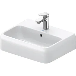 Duravit Collection One Handwaschbecken, 450x350mm, Unterseite glasiert (für verbesserte Hygiene) (für verbesserte Hygiene), mit Überlauf, 0746450000, Farbe: 1 Hahnloch