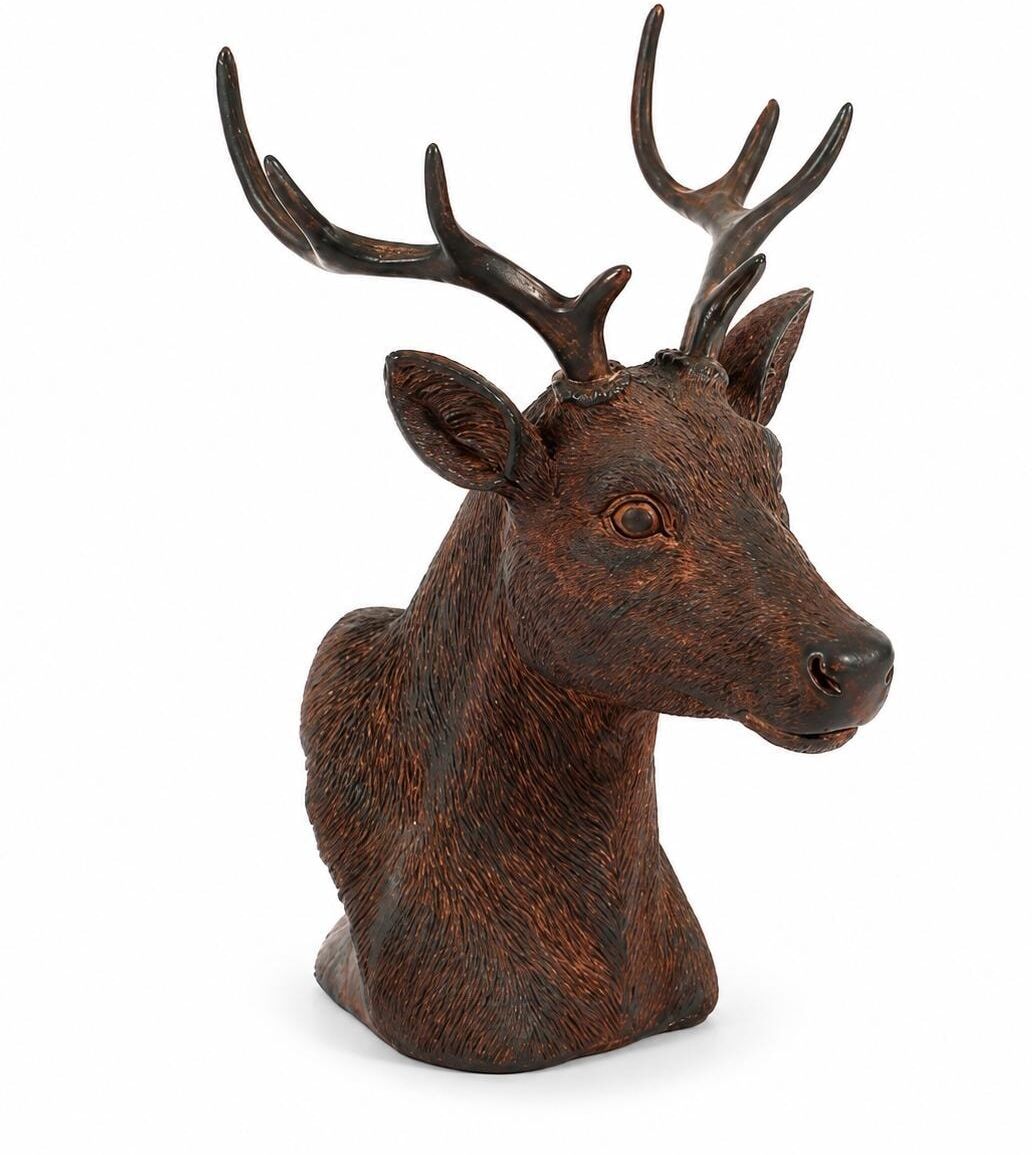 Dekoobjekt CHALET "CHALET Hirsch-Kopf Deko", braun (kupfer dunkelbraun), B:16cm H:21cm, Dekofiguren, Dekoobjekt kupfer dunkelbraun B/H/T: 16cm x 21cm