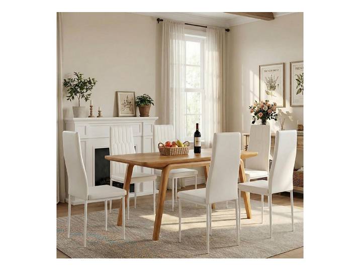 LuxusKollektion Esszimmerstuhl Esszimmerstühle Kunstleder wasserdicht Lehne 6er 120kg Weiß 6er Set
