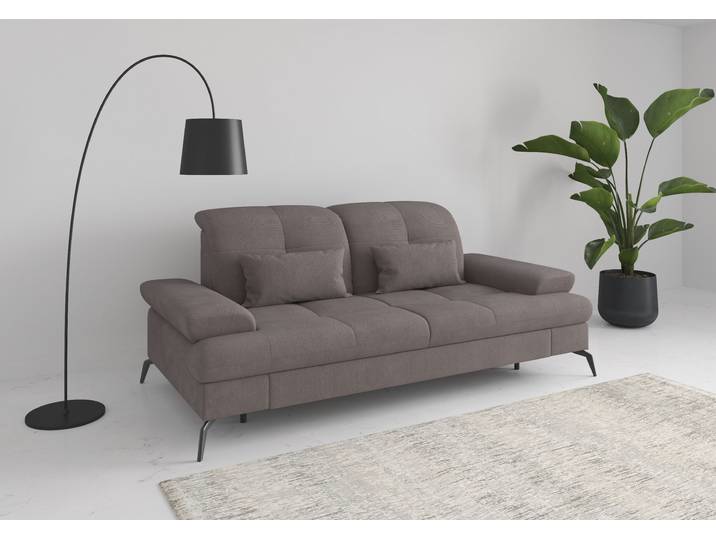 3-Sitzer Sofa, Strukturstoff, Grauton (Taupe), 212×122 cm, Mit Kopfteilverstellung & Bettfunktion, SIT & MORE Amica