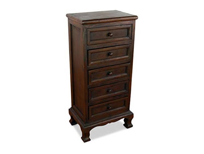 livasia Asiatischer Schrank aus Massivholz – 45x30x95cm – Handgeschnitzte Kommode aus Akazienholz, Kommode mit Einzigartigem Design, Nachhaltig & hochwertig