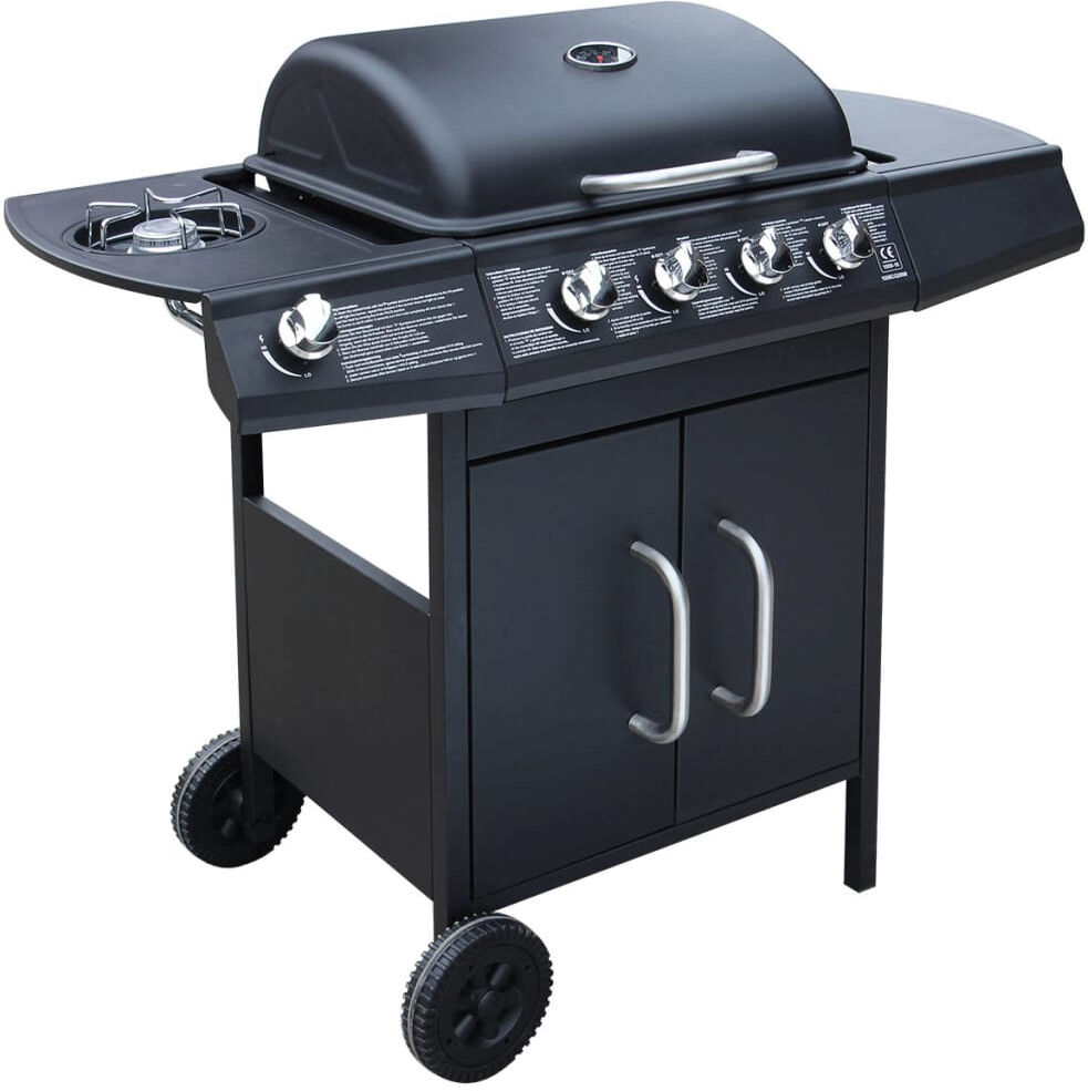 Symple Stuff Gas Barbecue Grill 4+1 Cooking Zone Black 4