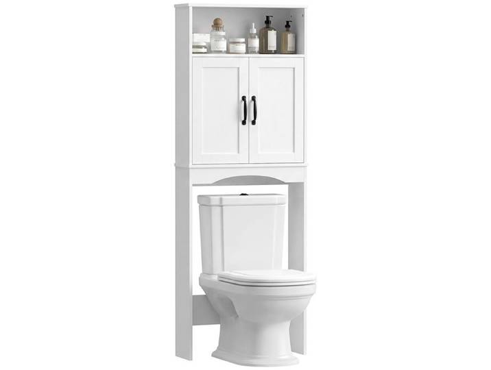 Meuble suspendu pour toilettes 2 portes douces étagère blanc