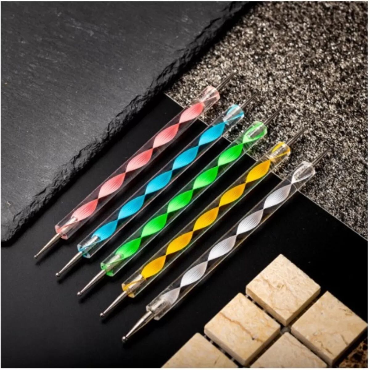 INF 23-teiliges Nagelkunst Pinselset - Acryl Nagelstifte, Doppelseitige Punktierwerkzeuge für DIY Nageldesigns