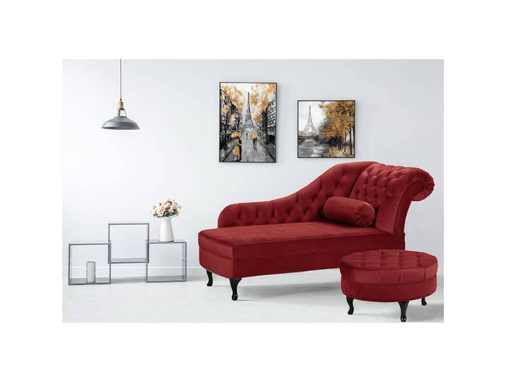 Recamiere Dale Rot Samt Ravi 185 x 93 x 75cm Armlehne davorstehend rechts Glamour