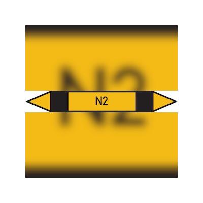 Rohrleitungskennzeichen Stickstoff N2 - 100x15 mm Folie selbstklebend