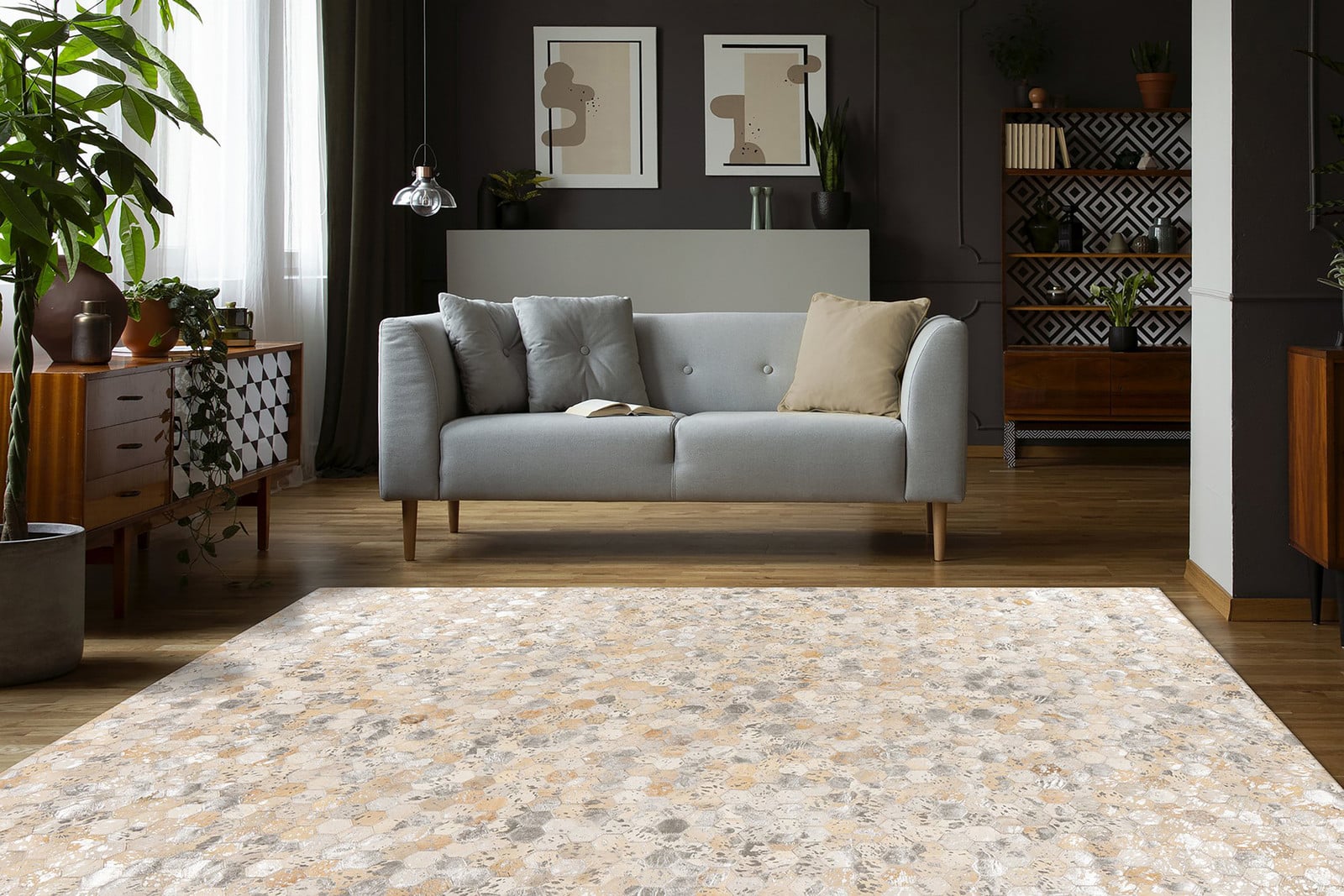 home24 Laagpolig vloerkleed Lavin 1025 zilver/zandkleurig, B: 160 cm, D: 230 cm