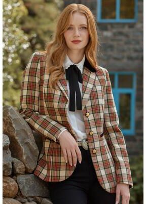 Plus Size Women's Holiday Plaid Blazer by Joe Browns in Red Check Plaid (Size 24 W)