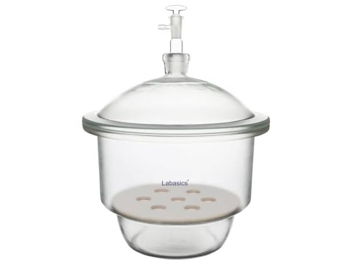 Labasics Glas-Vakuum-Exsikkator, Glas-Labor-Vakuum-Exsikkator mit Glas-Vakuumventil und Porzellanteller für Laborforschung, 240 mm