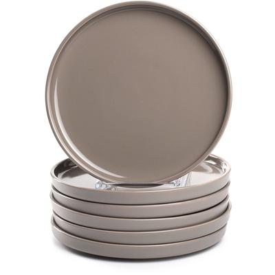 Teller-Set LEONARDO "Speiseteller ROMA, Keramikteller, ca. 22 cm, 6-teilig", grau (taupe), 6 Stk., Keramik, Geschirr-Sets, Teller Set, Geschirr-Set, Service, spülmaschinengeeignet