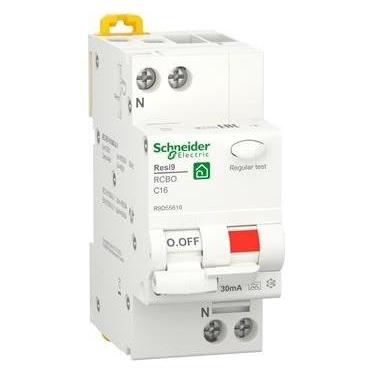 Schneider Electric Resi9 XP RCBO/kombiafbryder 1PN C-karakteristik 16A 6kA 30mA klasse A 36mm (R9D55616)