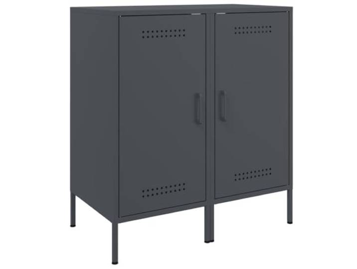 Kaorsrow 2er Set Sideboard Beistellschrank Anthrazit Stahl 36x39x79 cm Industrie-Look Anrichte mit verstellbaren Schraubfüßen und Tür für Wohnzimmer und Schlafzimmer, 2 Fächer je Kommode.