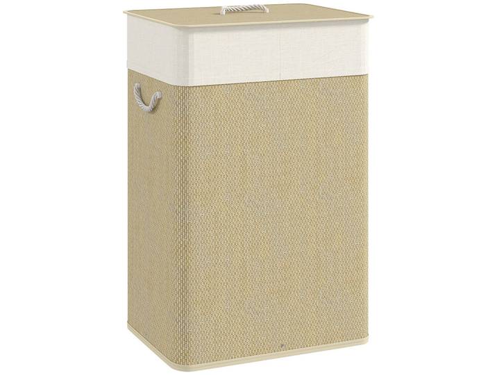 Homcom Bambus Wäschekorb mit Deckel 72 L Wäschesammler mit Seilgriffen Naturholz, Naturfarben, Textil, Bambus, 30x60x40 cm, Haushalt & Reinigung, Wäschepflege, Wäschekörbe & Tonnen