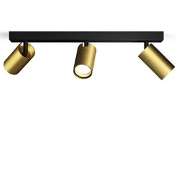 Philips 3er Idris Deckenstrahler in Schwarz/Gold IP44 - Badezimmer geeignet, dimmbar mit 3 x GU10 Fassung