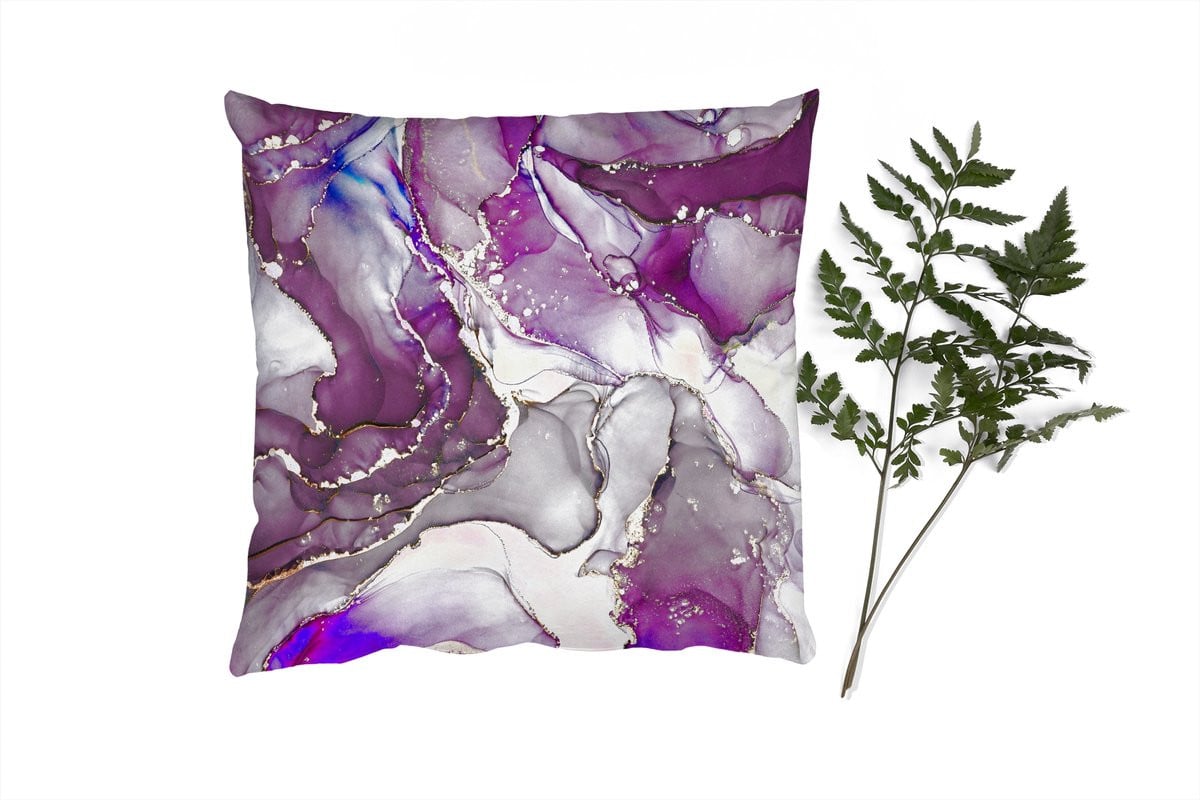 PillowMonkey Sierkussens Marmer Roze Paars Goud - 40 x 40 cm