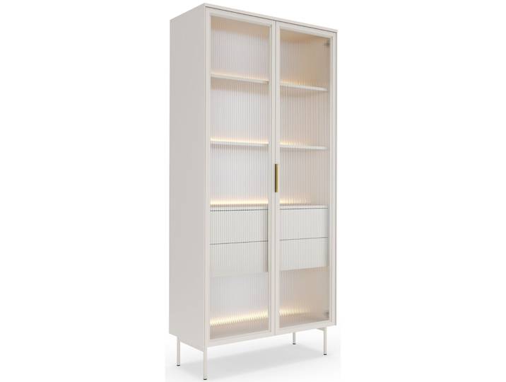 Zweiflügelige Vitrine Lumi mit zwei Schubladen und