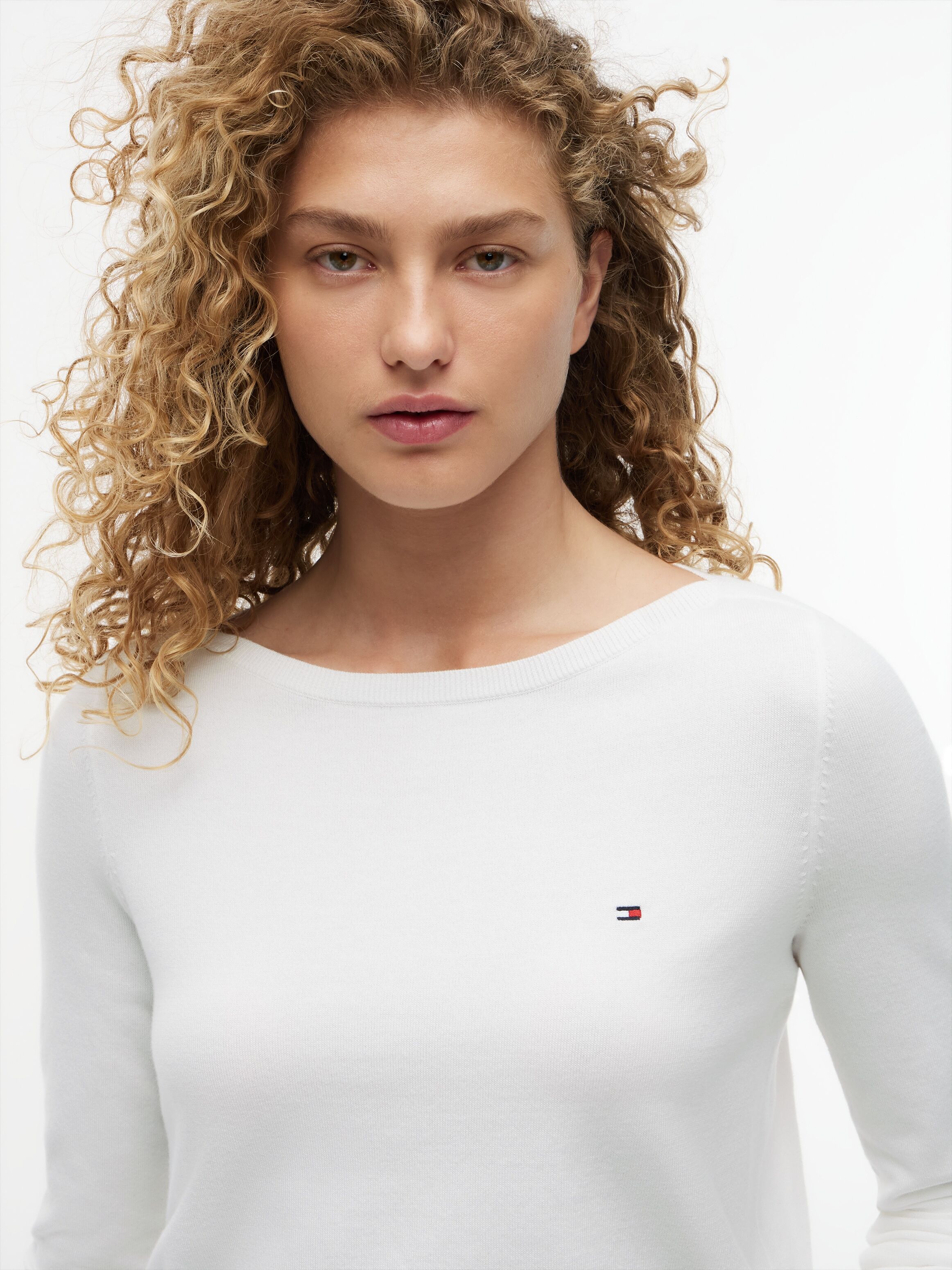 Strickpullover TOMMY HILFIGER "CO JERSEY STITCH V-NECK SWEATER", Damen, Gr. XXS (32), beige (ecru), Feinstrick, Obermaterial: 67% Baumwolle, 33% Polyamid, unifarben, Basic normal, U-Boot-Ausschnitt, Rippbündchen, Pullover Strickpullover, mit Tommy Hilfige
