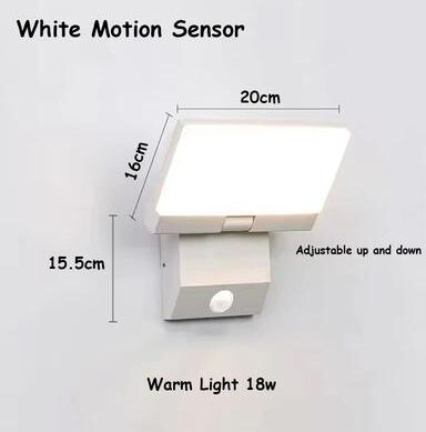 Inspire Curations Foldable LED Motion Sensor Outdoor Wall Light 18W IP65 Waterproof Security Sconce white Motion Sensor
