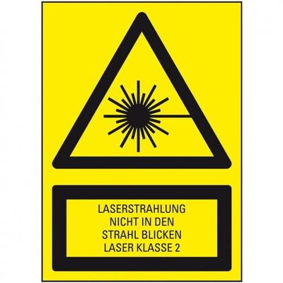 König Werbeanlagen Dreifke® Aufkleber I Warn-Kombischild Laserstrahlung Laser Klasse 2, Folie, selbstklebend, 50x70mm, 3/Bogen
