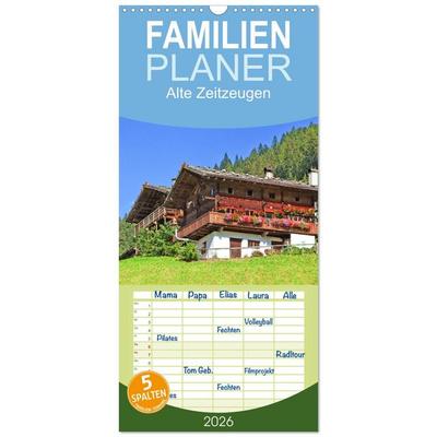 Familienplaner 2026 - Alte Zeitzeugen mit 5 Spalten (Wandkalender, 21 x 45 cm) CALVENDO