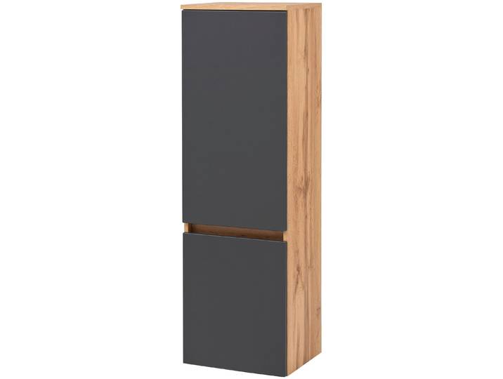 Midischrank WELLTIME Kaunas , grau (matt grau, wotaneiche), B:40cm H:130cm T:35cm, Holzwerkstoff, Schränke, Midischrank, 40 cm breit, Soft-Close-Funktion