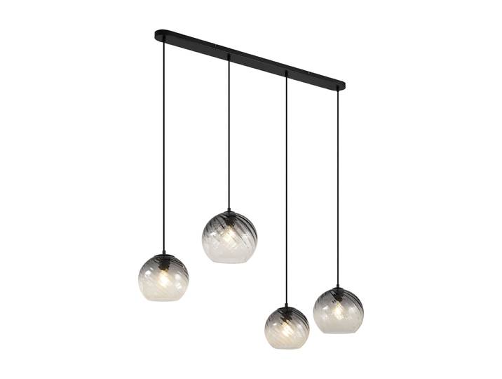 Suspension Art Déco Noire avec Verre Fumé Rectangulaire 4