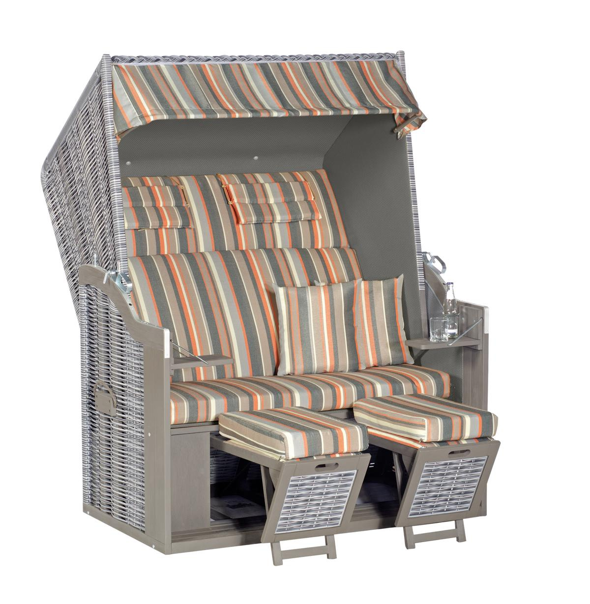 MUESING Strandkorb Rustikal 34 Z XL PE-KS onix, Pinie grau lasiert 16929253