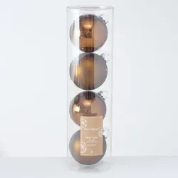 Boltze Große Weihnachtskugeln Ø 10 cm, 4 tlg, Dunkelbraun