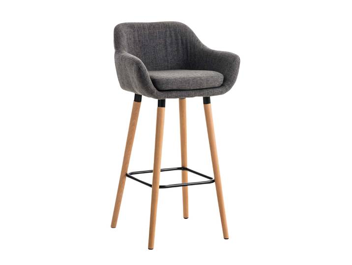 TPFLiving Barhocker Grande Gestell Holz Stoff - Hellgrau