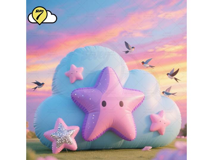 Nuage gonflable géant étoile lune avec souffleur, ballon suspendu, décoration de scène de théâtre, accessoires publicitaires pour événements en boîte de nuit