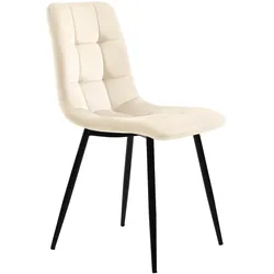 STILVORA Esszimmerstuhl 4er Set Samt Antikweiß 86x46x44 mit Rückenlehne und Ziersteppung, Metallgestell im eleganten Design, vielseitig für Küche, Wohnbereich