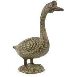Moritz Dekofigur Gans Gusseisen H: 33 cm grün braun Antik-Optik Tierfigur für Terrasse Eingangsbereich Gastronomie und Objektdekoration
