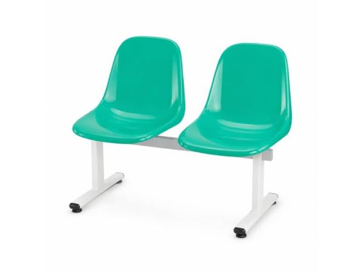 2-Sitzer Wartezimmerbank, Wartebank mit Kunststoffsitzen und Stahlgestell Moderne Bunte Sitzbank für Büro, Praxis, Empfangsbereich, Lobby, Terrasse und Außenbereich(Green)