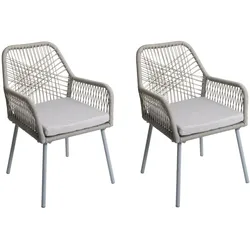 Décoshop26 - Set aus 2 Gartenstühlen mit leichtem luftigem Grafikmuster aus grauem Aluminium mit geflochtenem Seil und 04_0009692