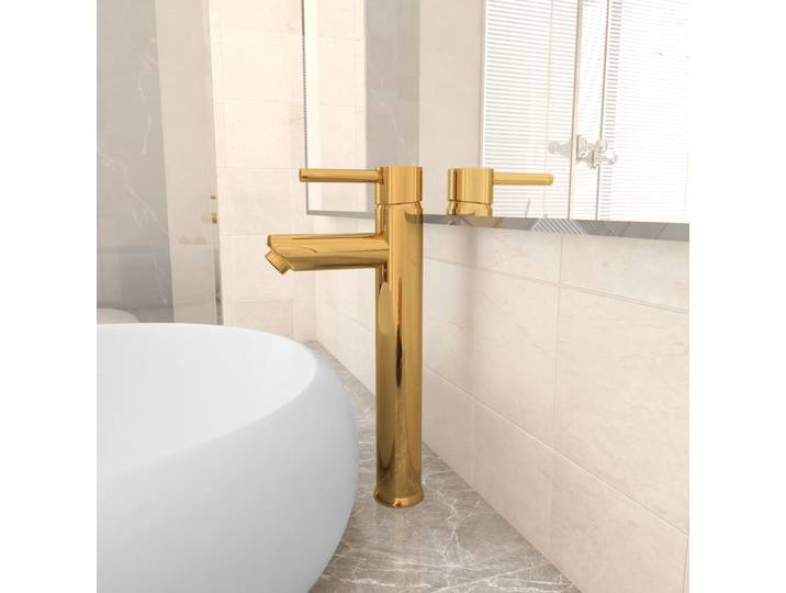 vidaXL Badezimmer Mischbatterie Golden 12x30 cm