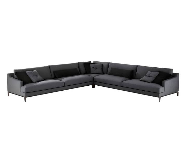 JVmoebel Ecksofa Graues Designer Ecksofa aus Textil mit luxuriösem Polster, Made in Europa