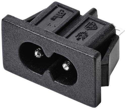 TRU COMPONENTS TC-10088404 Kaltgeräte-Steckverbinder C8 Stecker, Einbau vertikal 2.5A Schwarz